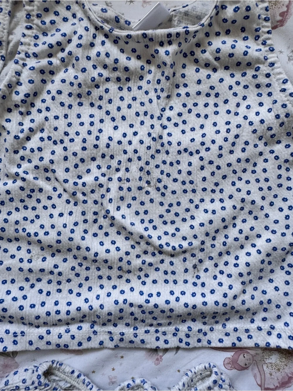 Zara Girls Blue Ditsy Floral Ruffle Crop Top & Shorts Set | 2–4Y